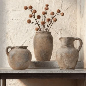 Handmade Vintage Wabi-Sabi Ceramic Vase – Rustic Farmhouse Home Décor