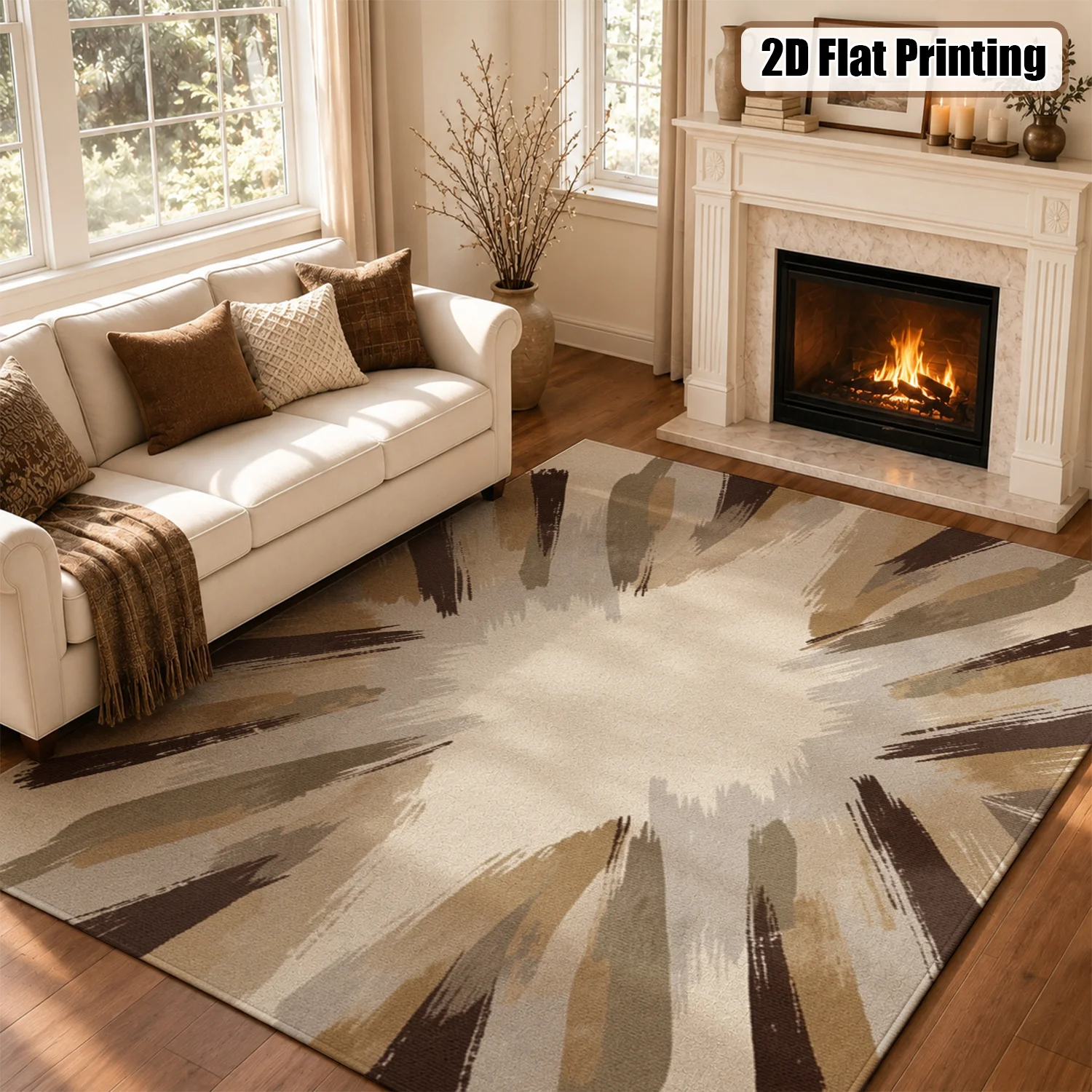 Abstract Brush Stroke Area Rug – Soft Velvet & Machine Washable - Image 5