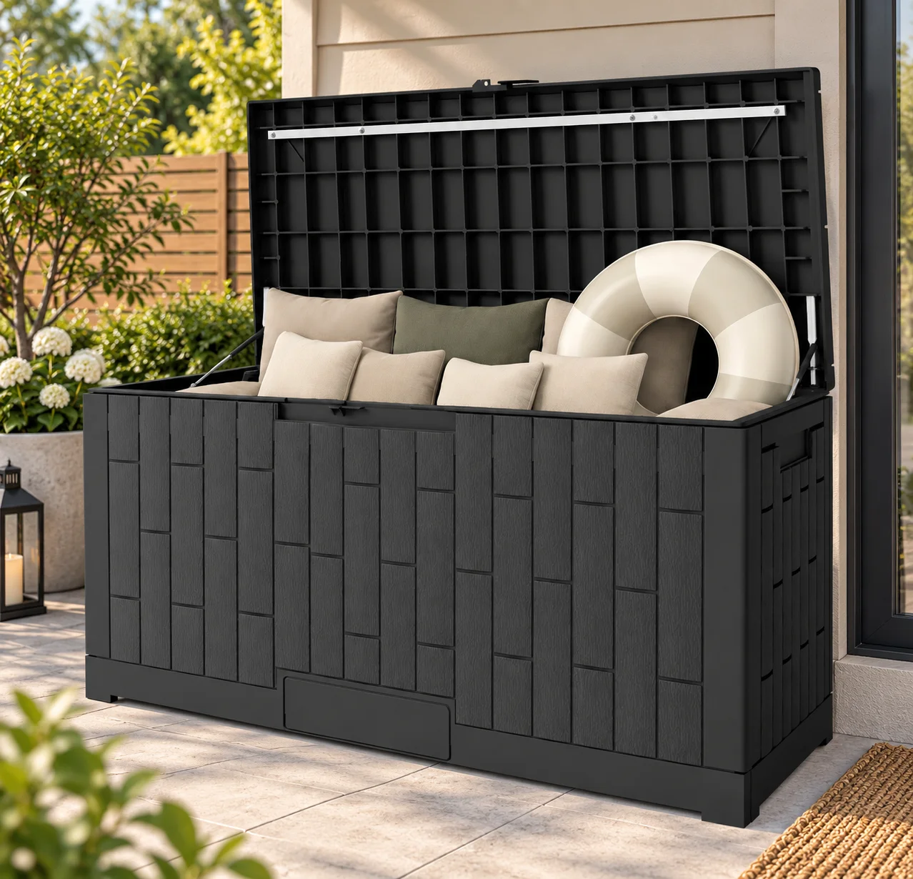 120-Gallon Waterproof Outdoor Storage Box – Resin Patio Deck Box with Lockable Lid - Image 1
