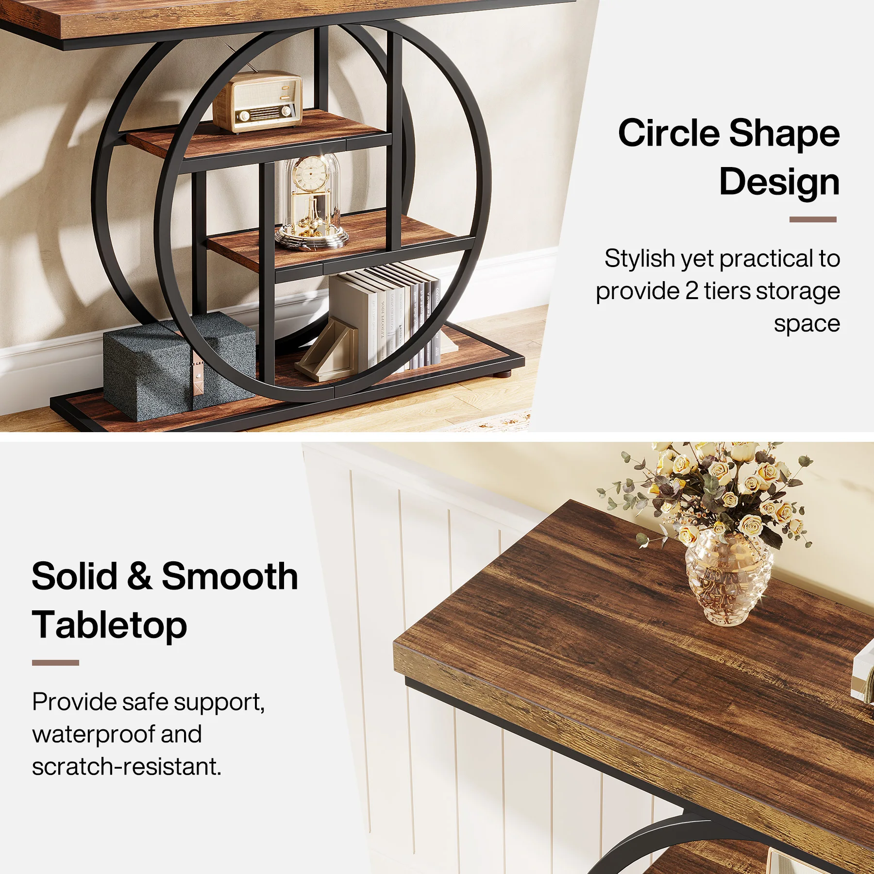 41.3-Inch 4-Tier Industrial Console Table - Image 6