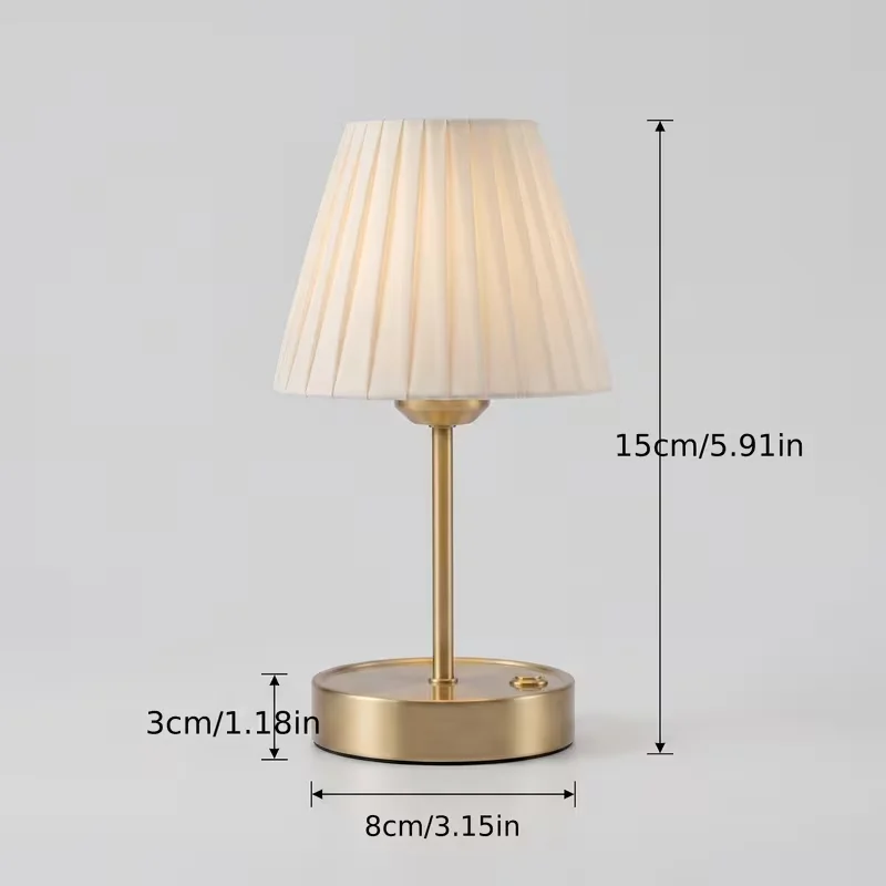 Cordless Rechargeable Table Lamps – 3 Color Modes, Touch Control & Elegant Pleated Shade - Image 2