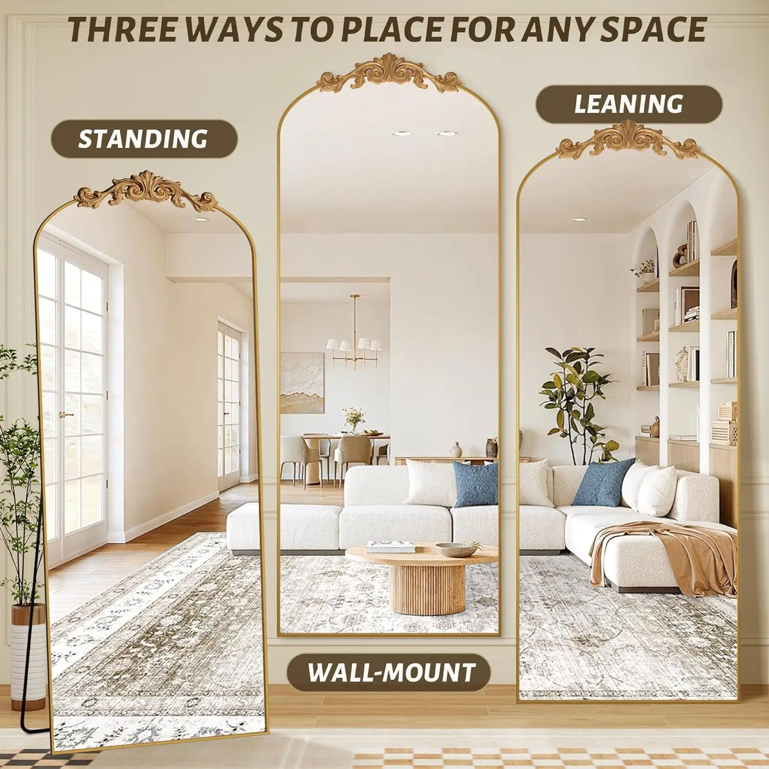 Antok 71" x 28" Full-Length Floor Mirror – Elegant Carved Frame - Image 6