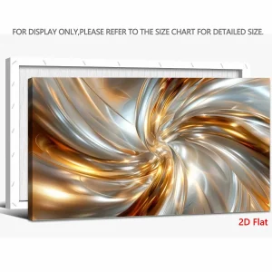 White & Gold Canvas Wall Art – Modern Abstract Textured Wave Design - Thumbnail Image 9