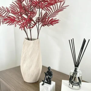 Large Modern White Ceramic Flower Vase – 14-Inch Decorative Home Accent - Thumbnail Image 3