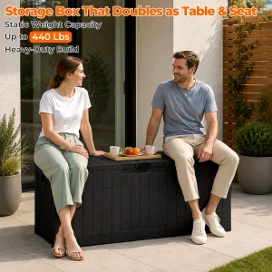 120-Gallon Waterproof Outdoor Storage Box – Resin Patio Deck Box with Lockable Lid - Thumbnail Image 6