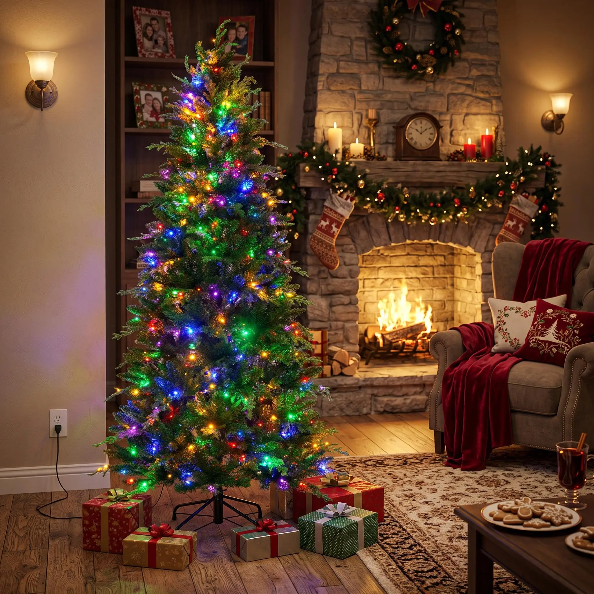 Pre-Lit Artificial Christmas Tree – 6FT & 7.5FT with Colorful LED Lights - Image 7