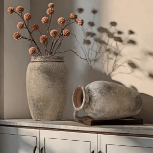 Handmade Vintage Wabi-Sabi Ceramic Vase – Rustic Farmhouse Home Décor - Thumbnail Image 7