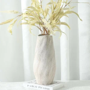 Large Modern White Ceramic Flower Vase – 14-Inch Decorative Home Accent