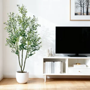 Artificial Olive Tree – 5FT/6FT Tall Realistic Faux Plant with Decorative Pot - Thumbnail Image 2