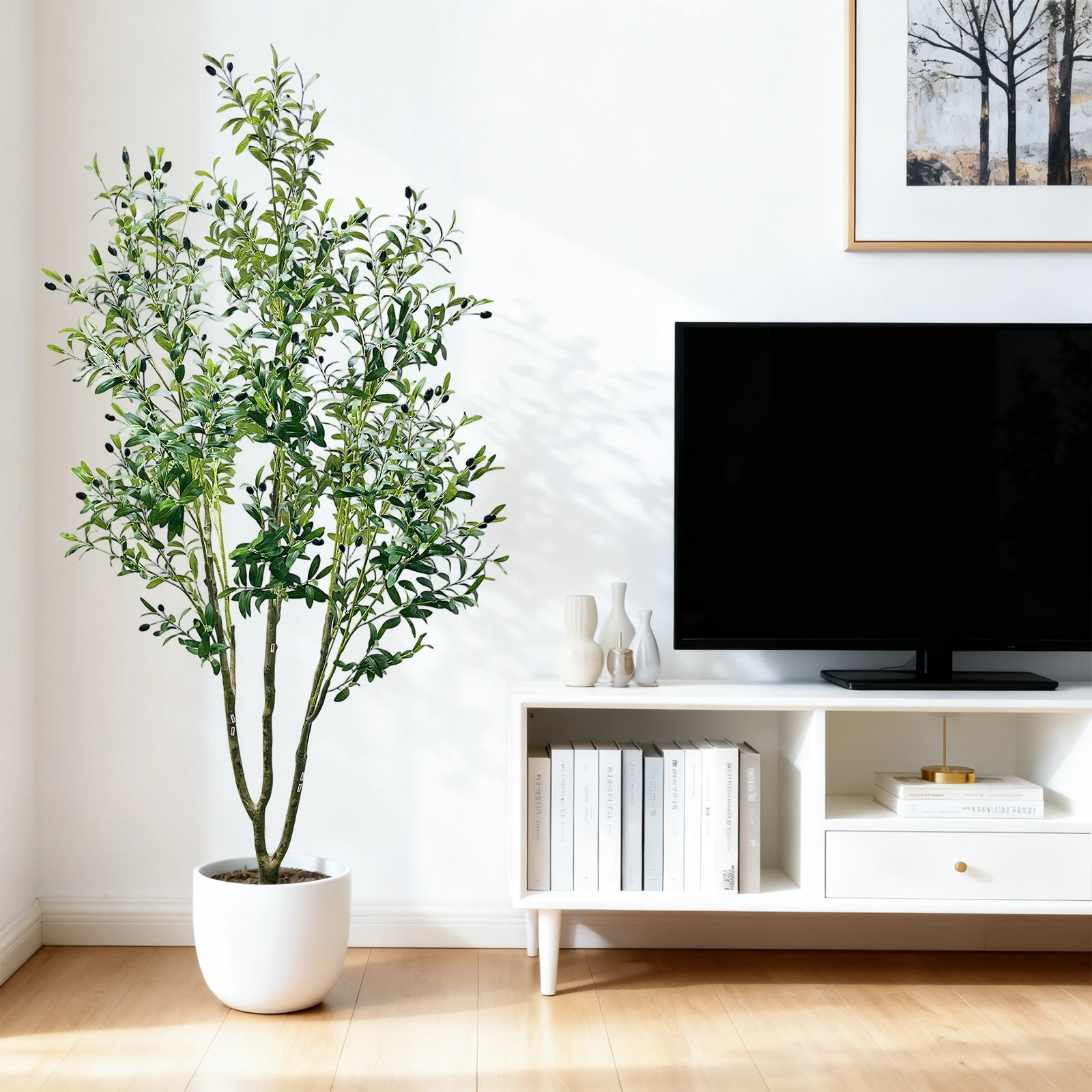 Artificial Olive Tree – 5FT/6FT Tall Realistic Faux Plant with Decorative Pot - Image 2
