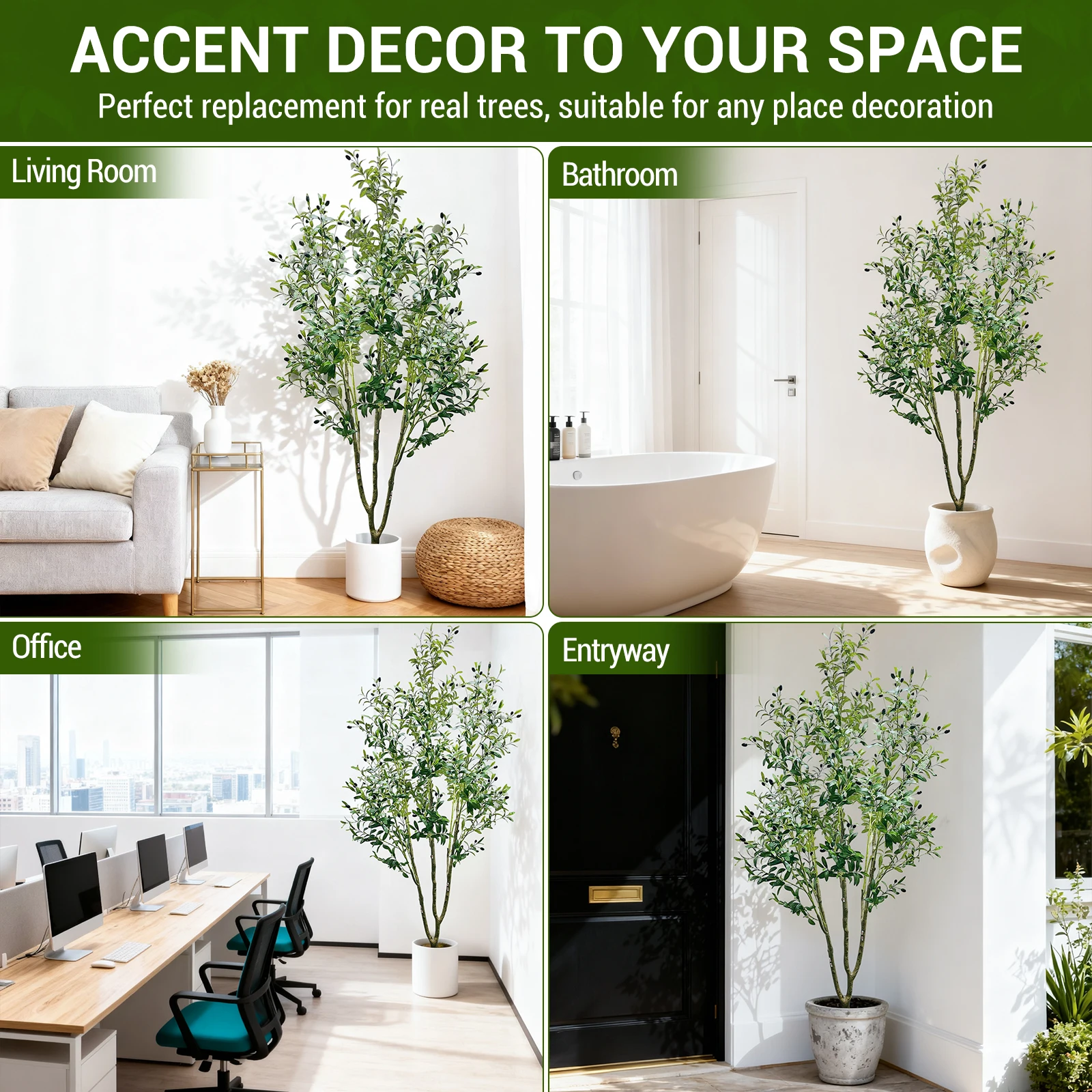 Artificial Olive Tree – 5FT/6FT Tall Realistic Faux Plant with Decorative Pot - Image 5