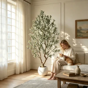 Artificial Olive Tree with Decorative Planter – 5FT/6FT/7FT/8FT Realistic Faux Tree