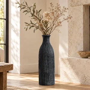 Large 18-Inch Ceramic Floor Vase – Rustic Farmhouse Decorative Home Accent