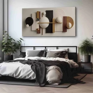 Modern Abstract Geometric Wall Art – Beige & Brown 3D-Look Canvas Print - Thumbnail Image 4