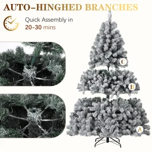 Snow-Flocked Pre-Lit Christmas Tree – 4.5 FT / 9 FT with 100 Lights - Thumbnail Image 4